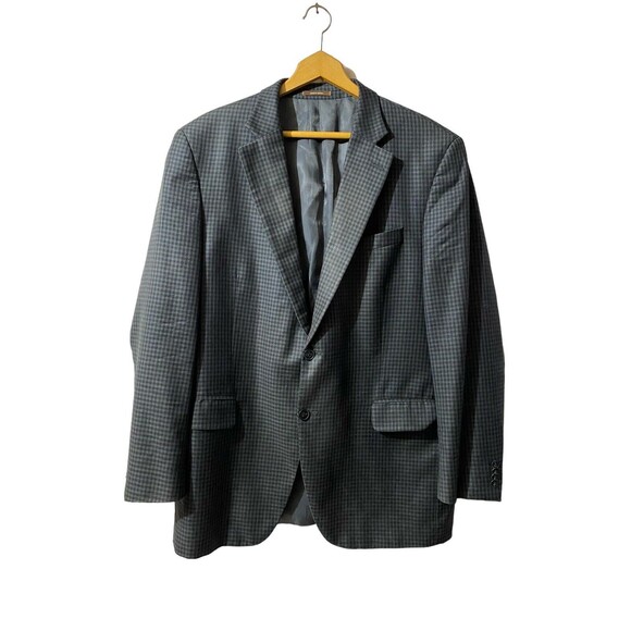 Peter Millar Blazer 44T Jacket Canada Made Check Print Gray Black Sports Coat - Picture 1 of 8